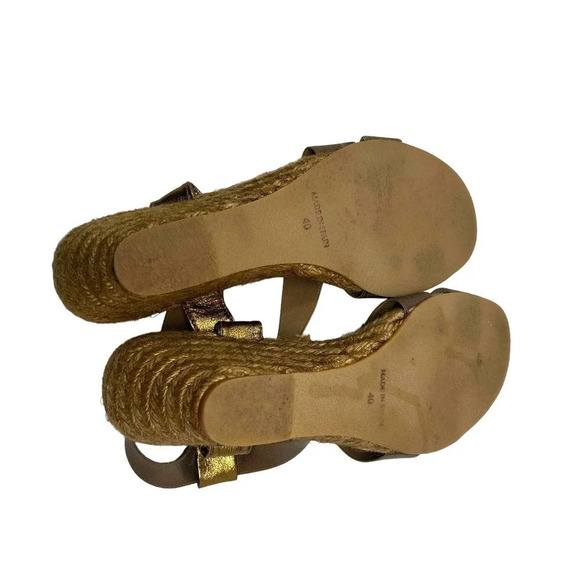 Chocolat‎ Blu Brown Metallic Espadrille Strappy Wedge Sandals Size 40 US 9 - Picture 9 of 9